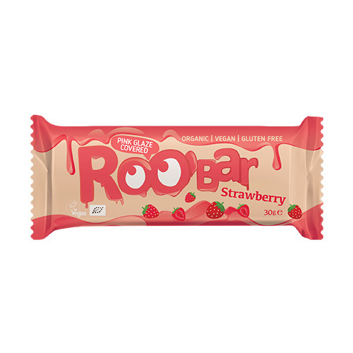 BIO Roobar veganer Riegel – Erdbeere & rosa Glasur, 30 g