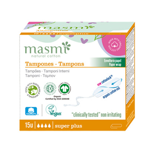 Tampons aus organischer Baumwolle - Super Plus, 15 Stück
