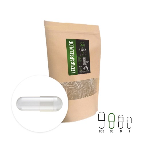 Leere Kapseln 00 - vegan, 1000 Stück
