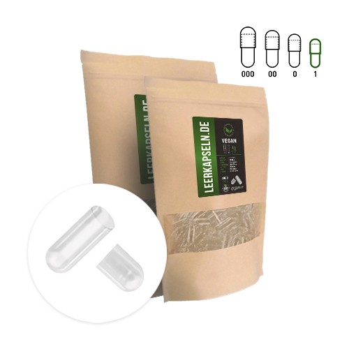 Leere Kapseln 1 - geöffnet, vegan, 1000 Stück