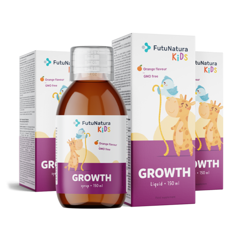 3x GROWTH – Flüssiges Nahrungsergänzungsmittel für Kinder in der Wachstumsphase, zusammen 450 ml