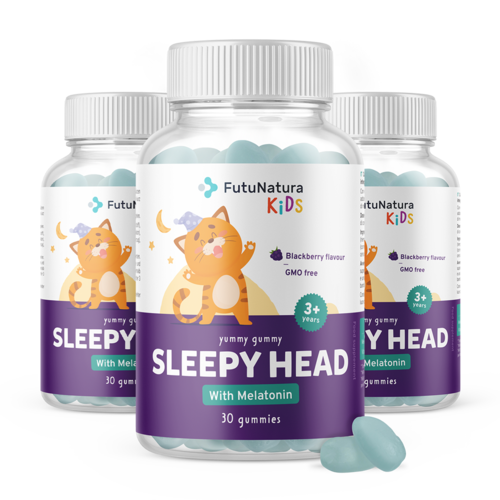 3x SLEEPY HEAD – Gummies für Kinder – Schlaf, zusammen 90 Gummibonbons