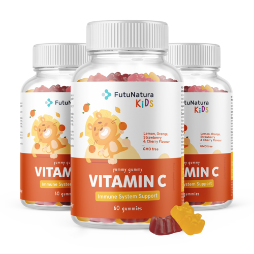 3x VITAMIN C – Gummies für Kinder mit Vitamin C, zusammen 180 Gummibonbons