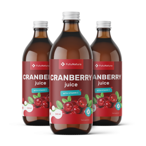 3x Moosbeerensaft, zusammen 1500 ml