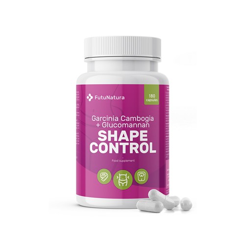 Shape Control Garcinia Cambogia + Glucomannan, Gewichtsabnahme und Appetitzügelung, 180 Kapseln