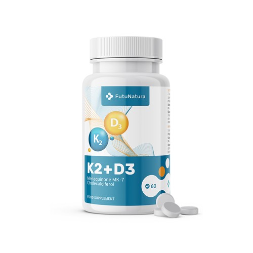 Vitamin K2 + D3, starke Knochen, 60 Tabletten