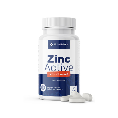 Zink Active + Vitamin A, Immunsystem und Sehkraft, 60 Tabletten