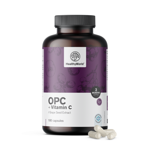 OPC – aus Traubenkernen + Vitamin C, 180 Kapseln