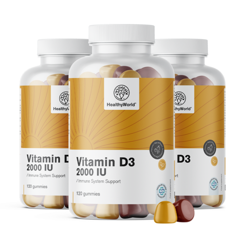 3x Vitamin D3 2000 I. E., zusammen 360 Gummibonbons