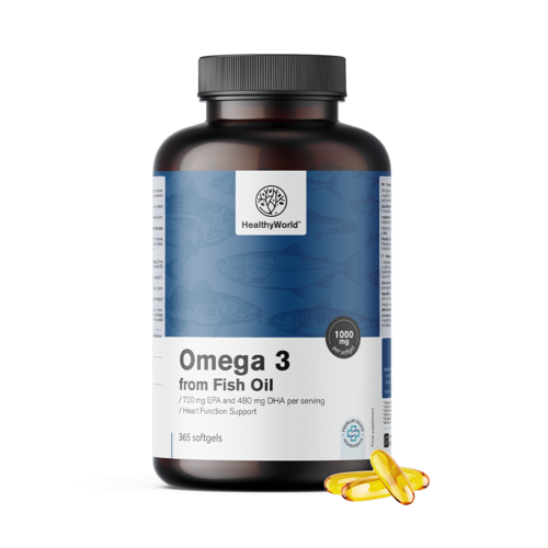 Omega-3 1000 mg – aus Fischöl, 365 Weichkapseln