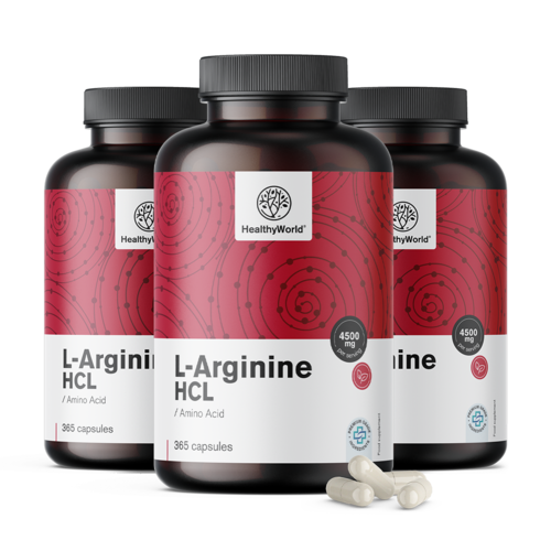 3x L-Arginin HCL 4500 mg, zusammen 1095 Kapseln