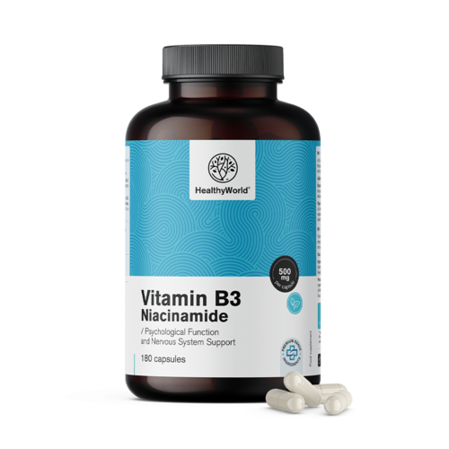Vitamin B3 500 mg – Niacinamid, 180 Kapseln