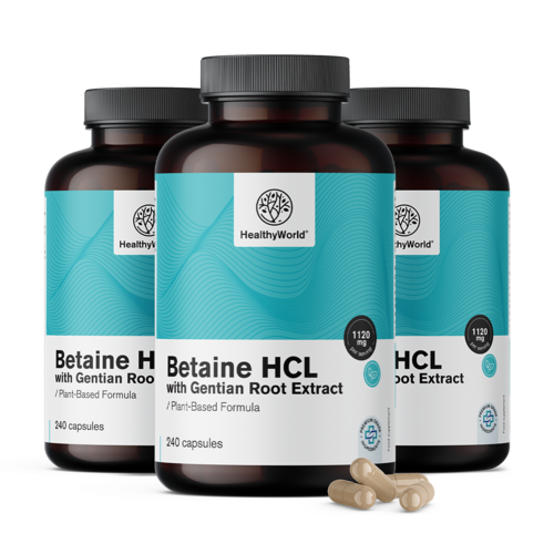 3x Betain HCL 1120 mg, zusammen 720 Kapseln