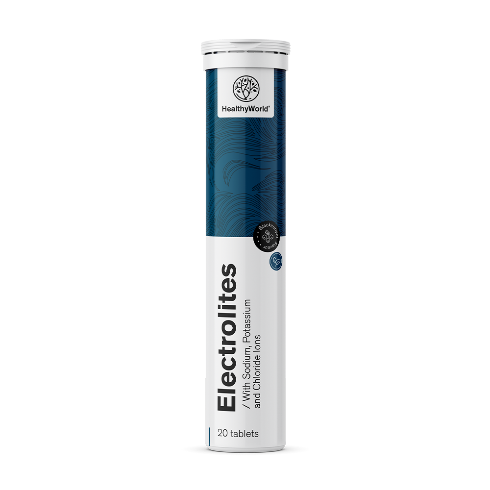 Elektrolyte - Brausetabletten mit schwarzem Johannisbeergeschmack.