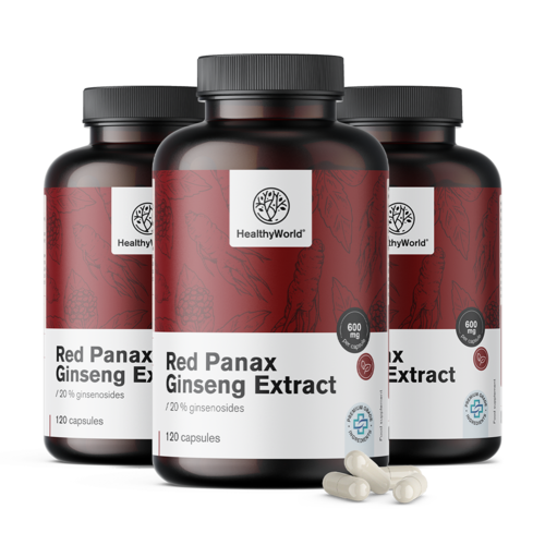 3x Red Panax Ginseng – Roter Ginseng Extrakt 600 mg, zusammen 360 Kapseln