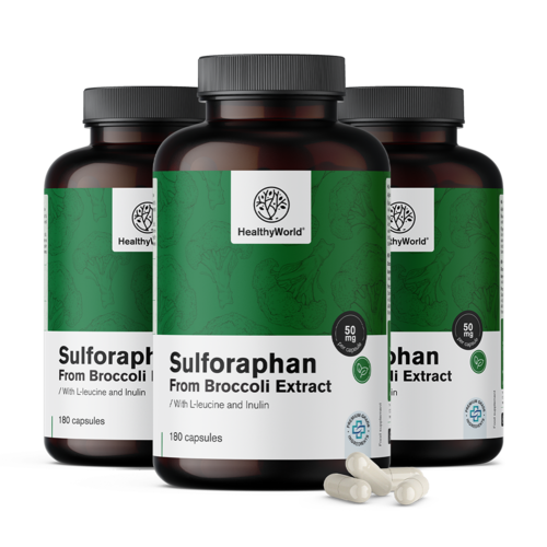 3x Sulforaphan – aus Brokkoli-Extrakt 50 mg, zusammen 540 Kapseln
