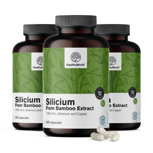 3x Silizium 250 mg – aus Bambusextrakt, zusammen 720 Kapseln