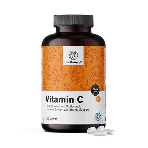 Vitamin C 1000 mg – mit Hagebutte und Bioflavonoiden, 180 Tabletten