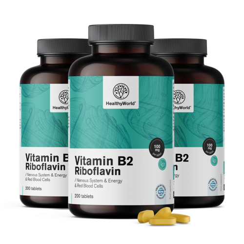 3x Vitamin B2 – Riboflavin 100 mg, zusammen 600 Tabletten
