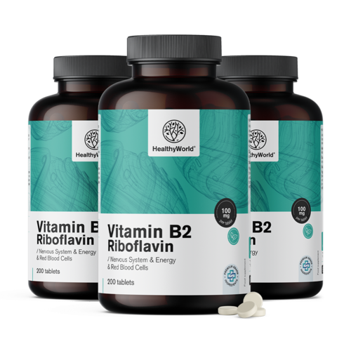 3x Vitamin B2 – Riboflavin 100 mg, zusammen 600 Tabletten