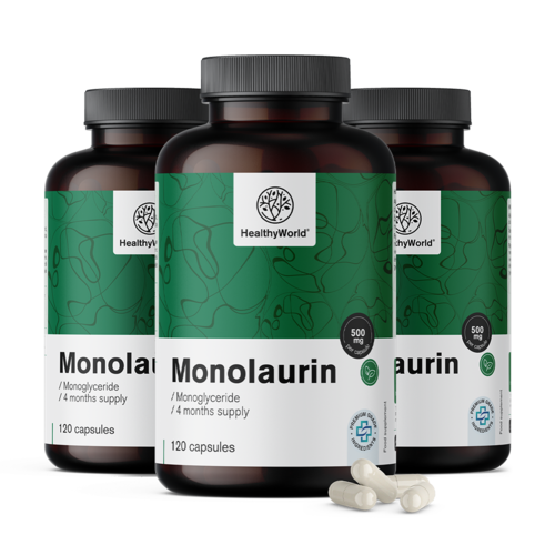 3x Monolaurin 500 mg, zusammen 360 Kapseln