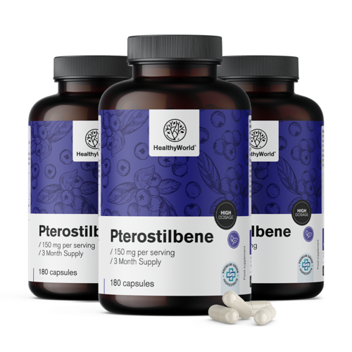 3x Pterostilben 150 mg, zusammen 540 Kapseln