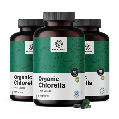 3x BIO Chlorella 500 mg, zusammen 1500 Tabletten