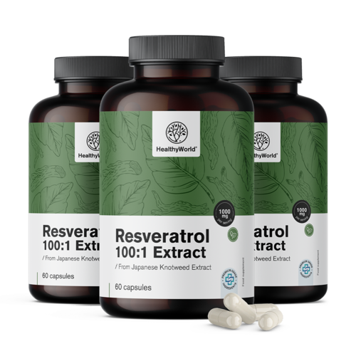 3x Resveratrol 1000 mg - Extrakt 100:1, zusammen 180 Kapseln