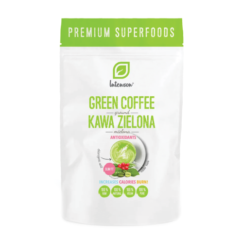 Grüner Kaffee, gemahlen.