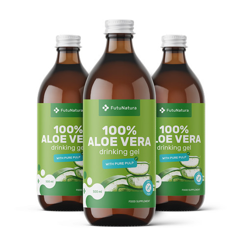 3x 100 % Aloe vera Saft mit Fruchtfleisch, zusammen 1500 ml