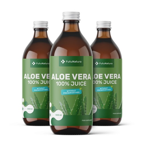 3x 100 % Aloe vera Saft, zusammen 3000 ml
