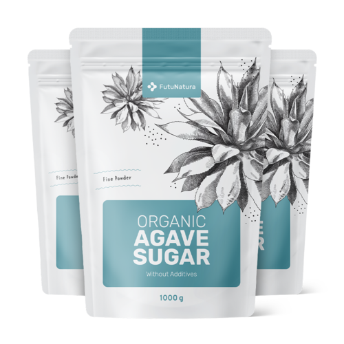 3x BIO Agavenzucker in Pulverform, zusammen 3000 g