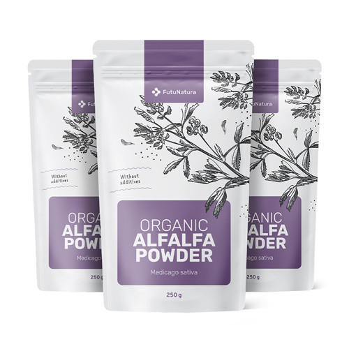 3x BIO Alfalfa Pulver, zusammen 750 g