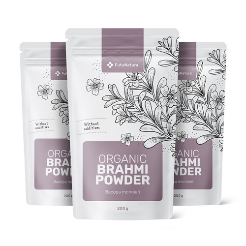 3x BIO Brahmi Pulver, zusammen 600 g