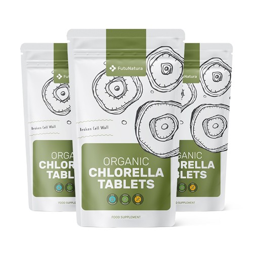 3x BIO Chlorella 400 mg, zusammen 1125 Tabletten