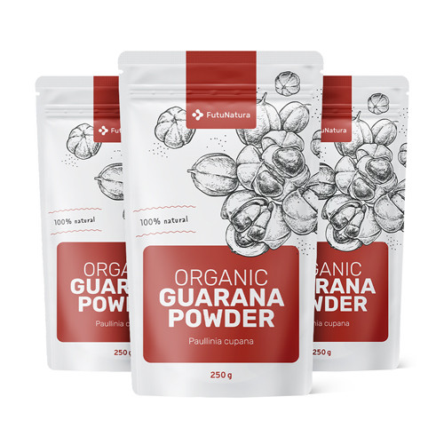 3x BIO Guarana Pulver, zusammen 750 g