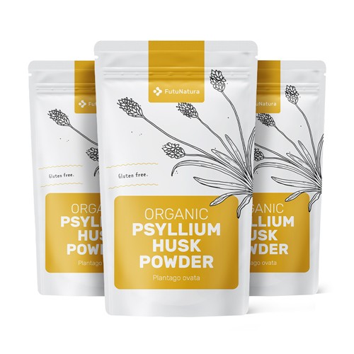 3x BIO Indischer Flohsamen (Psyllium) in Pulverform, zusammen 750 g