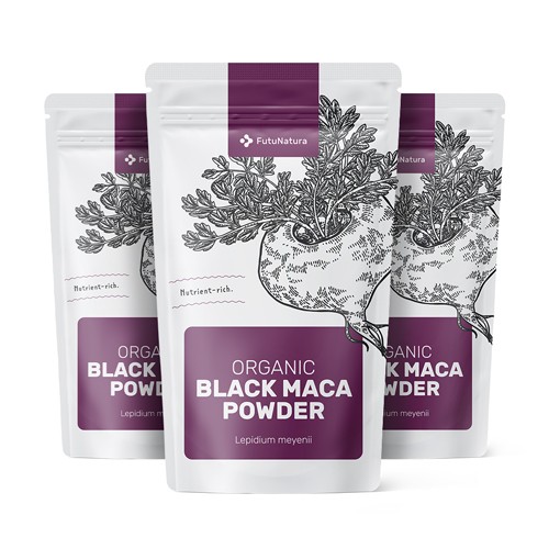 3x BIO Schwarze Maca Pulver, zusammen 1500 g