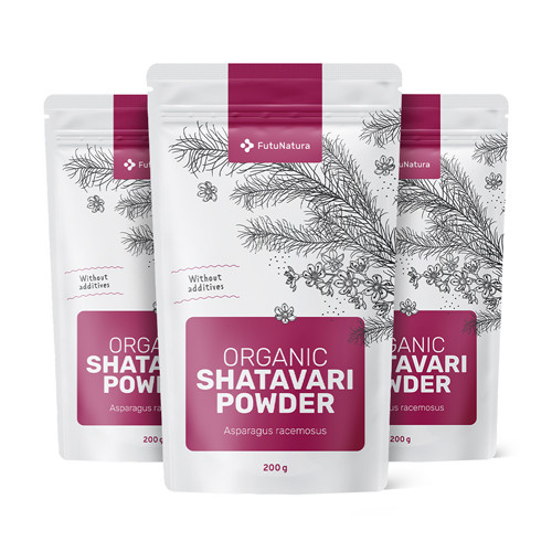 3x BIO Shatavari Pulver, zusammen 600 g
