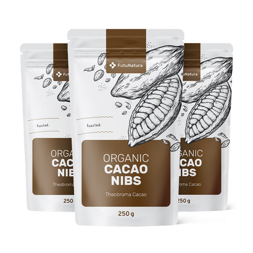 3x BIO zerkleinerte Criollo-Kakaobohnen, zusammen 750 g