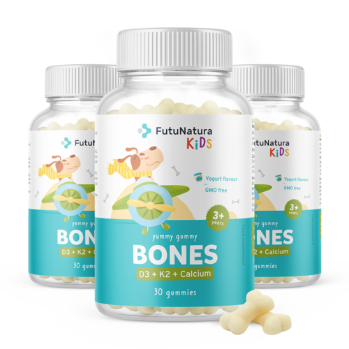 3x BONES – Gummies für Kinder – Knochen, zusammen 90 Gummibonbons