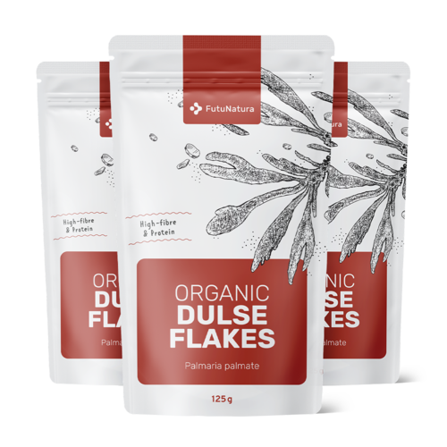 3x BIO Dulse Flocken – 100 % Dulse-Algenblätter, zusammen 375 g