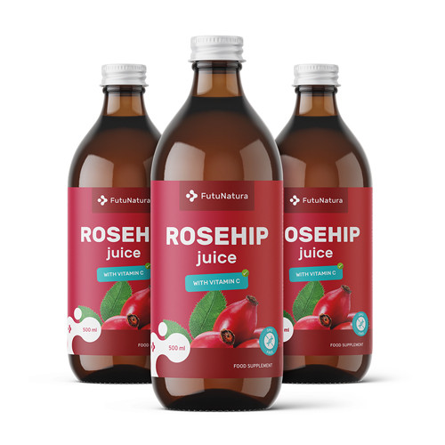 3x Hagebuttensaft, zusammen 1500 ml