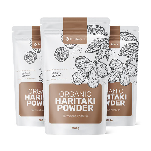 3x BIO Haritaki Pulver, zusammen 600 g