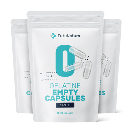 3x Leere Kapseln 0 – Gelatine,  zusammen 3000 Kapseln