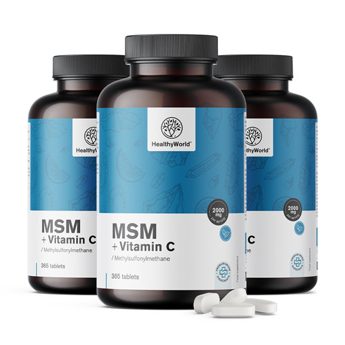 3x MSM 2000 mg – mit Vitamin C, zusammen 1095 Tabletten