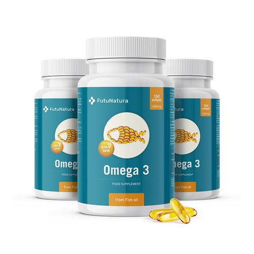 3x Omega-3 1000 mg, zusammen 450 Weichkapseln