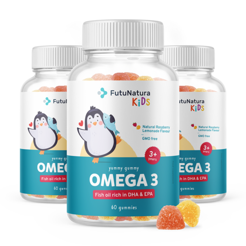 3x OMEGA-3 – Gummies für Kinder, zusammen 180 Gummibonbons