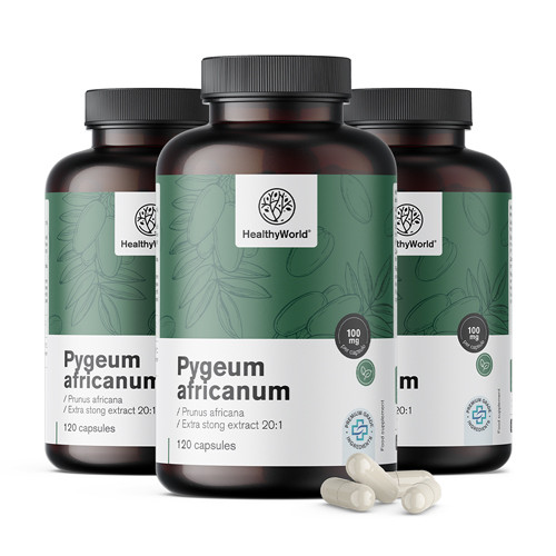 3x Pygeum – Extrakt aus afrikanischem Pflaumenbaum, zusammen 360 Kapseln