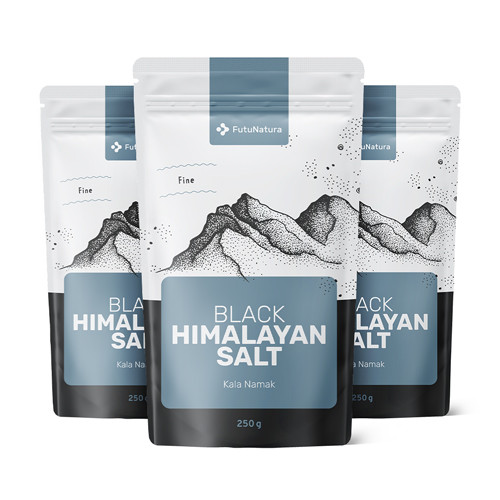 3x Schwarzes Himalayasalz, fein gemahlen, zusammen 750 g